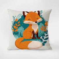 Cartoon Fox Throw Pillow Cover With Short Plush Print For Living Room Sofa Decoration Cushion Cover Pillow Covers Decorative Peach skin 18*18(CM)-1Pcs