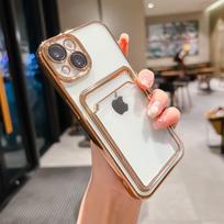 Padengtas smūgiams atsparus telefono dėklas, skirtas iPhone 15 14 11 12 13 Pro Max su objektyvo plėvelės apsauga Piniginės dangtelio kortelės laikikliu iPhone 13 Pro Max auksas