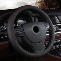 Automobilio vairas 37cm-38cm Oda rankomis siūta PU oda Dermay automobilio vairo dangtelis tinka daugumai automobilių juoda