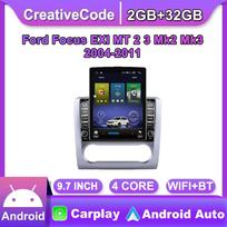 9,7 colio Android automobilio radijas, skirtas Ford Focus EXI MT 2 3 Mk2 Mk3 2004-2011 2 DIN Tesla vertikalus ekranas Carplay Autoradio Multimedia Player 2+32GB AT black