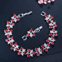 Jewelry, Exquisite Flash Diamonds, Swiss Aaa Zircon-Plated Real Gold Bracelet. raudona