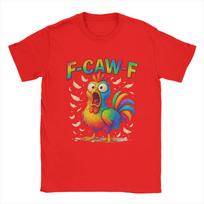 F-CAW-F Funny Chicken Humor Design Men T Shirt  Casual Tee Shirt Short Sleeve Crew Neck T-Shirts Cotton Gift Idea Clothes S