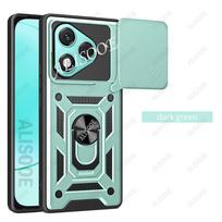 Funda for Honor 400 Lite 5G / Honor 400 Pro Global Case Slide Camera Ring Stand Holder Shockproof Cover for Honor 400 Lite Capa Honor 400 Lite žalia