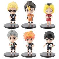 6Pcs/8pcs/set Haikyuu !! Anime Action Figure Toys Kenma Kozume Shoyo Hinata Kotaru Bokuto Yu Nishinoya Model Doll For Kids gray