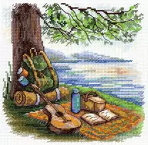 MP Studia Kryželiu siuvinėjimo rinkinys „Turistų stotelė“ 16x16 cm, 26 spalvos