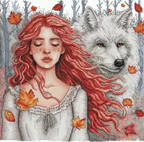 Ava Stitch Kryželiu siuvinėjimo rinkinys „Rudens tyla“ Aida 16, 27×27 cm, 40 spalvų