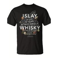 Islay Whisky Scotch T-Shirt | Scotch Malt Whisky Map with Single Malt Distillery Print (Lafroy, Lager) - 100% Casual Crew Neck, Machine Washable, S juoda