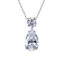 925 Sterling Silver CZ Crystal Drop Pear-Shaped Cubic Zirconia Wedding Necklace