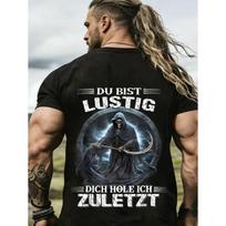 Men's Short Sleeve Crew Neck T-Shirt with Grim Reaper Graphic Print, Soft Cotton Feel, Edgy Gothic Style for Casual Wear or Gym Outfits S juoda