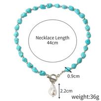 Fashion Natural Blue Stone Necklace For Women Bohemia Hearts Lovers Leaf Butterfly Pearl Pendant Necklace Beads Handmade Jewelry