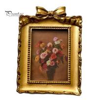 Classic Luxury Frame Mini Vintage Picture Frame, Retro Ornate Resin Photo Embossed Bowknot Tabletop/Wall Hanging for Gallery Wall Home Decor A