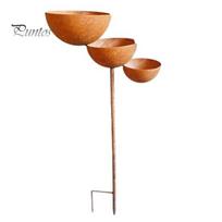 Three-level Waterfall Bird Feeder 3 Tiered Cascading Rain Catcher Bath, Metal Garden Stake Water Bowl Feeder, Outdoor Pollinator Watering Station for