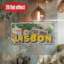 Lisabonos ikoniškas tramvajus D plokščio spaudimo numerio plokštelės stiliaus metalinis skardinis ženklas Portugalijos miesto gatvės vaizdas teminis dekoratyvinis aliuminio S 15x30cm(5.9x7.8inch)