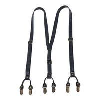 Premium PU Leather Suspenders For Men 6 Clip Nonslip Design Adjustable Waistband Strap Retro Style juoda