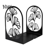 Book Shelf Accessory 1 Pair Metal Decorative Bookends, Ginkgo Leaf/Monstera Ends for L-shaped Bookend Bookshelf, Non-Skid Stopper Home Office B white