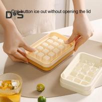 15 Cubes Ice Cube Tray with Lid, Easy-Release Silicone Bottom, Stackable Ice Trays for Freezer citrinos geltonos spalvos