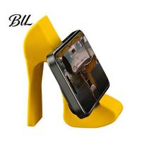 Poly Resin Phone Holder Shoe 3D Printed High Heel Shaped Sturdy Mobile Stand Cell Display for Home Office Desk Table Stylish geltona