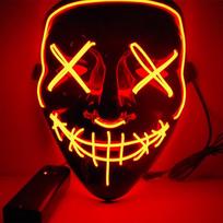 LED Glowing Black Face Mask Cold Light Electronic for Halloween Ghost Dance Party Cosplay Costume Accessory Prop