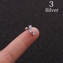 Jewelry Back Screw Star Leaves Helix Tragus Stainless Steel Cartilage Ear Stud Piercing Earring 3 rožinio aukso spalvos