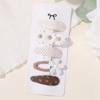 BABY BOWS 5Pcs/lot Girls Lovely Hair Clips Set Embroidered Bangs Barrette Ins Style Daisy Hairpin Kids Hairgripes Accessories