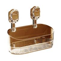 Heavy Duty Suction Cup Storage Box Wall Mount Bathroom Cosmetics Holder Transparent Shelf for Bathroom and Kitchen Use įvairiaspalvis