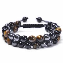 Triple Protection Bracelet 8mm Beads Bracelet Tigers Eye Black Obsidian Hematite Bracelet for Men Women Healing Crystal Bangle