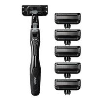 AUGER 5-Blade Razor Combo Pack with Holder + 6 Replacement Blades by Kai Corporation - Men's Shaving Kit