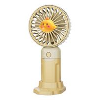 Animacinis gyvūnėlis Rankinis ventiliatorius 3 greičio reguliuojamas USB įkraunamas Vasaros vėsinimo ventiliatorius su telefono laikikliu Nešiojamas kelioninis mini asmeninis stalo ventiliatorius geltona