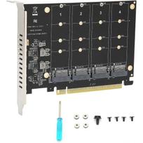 Quad M.2 NVME SSD to PCI-E 4.0 X16 Adapter, High Speed 4x32Gbps Soft Raid Card with Individual LED Indicator Support 2230 2242 2260 2280 (ph44)