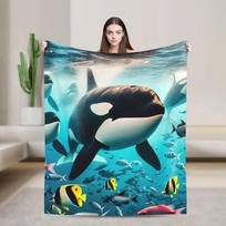 Orcinus orca Blanket Kids Adults  Flannel Bedding Throws For Living Room Cozy Custom Quality Bedspread Present 80x120cm