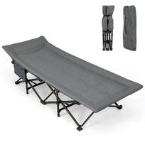 Turistinė sulankstoma lova 190x68,5x48,5cm., pilkos/juodos spalvos
