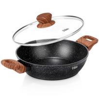 Keptuvė granitinė gili su stikliniu dangčiu GRANITICA WOOD 24 cm 22 l ruda Orion