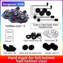 Y20 MAX Motorcycle Helmet BT Headset Intercom RGB Colorful Light With Mixing V5.3 Effect 1000mAh Battery IPX6 Waterproof