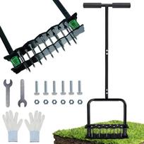 Lawn Aerator, Hollow Tine Lawn Aerator with Padded T-Handle, Automatic Dirt and Leaf Clean Design, Soil Lawn Aerating Tools for Lawn Yard & Garden,