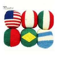 Stars Stripes Footbags 6Pcs/Set Red White Blue Colors Foot Bag, Hand Knit Cotton Yarn Team Practice Outdoor Game Footbag for Balance And Targeting A