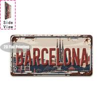 Barcelona Spain Sagrada Familia D Flat Printing License Plate Style Metal Tin Sign Iconic Spanish Cityscape Themed Decorative 15x30cm(5.9x7.8inch)