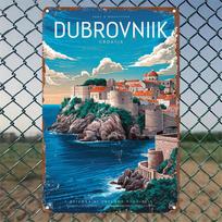 Vintažinis Dubrovnikas Kroatija Metalinė skardinė lentelė Aliumininė sienos meno plokštelė Patvari Lengvai pakabinama Dekoracija Namams, Biurui ar Šventėms 20x30cm（7.8x11.8inch）