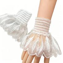 Trendy Mesh Lace False Sleeve Elegant And Breathable Fabric Wrist Cuffs For Hot Weather And Long Hours Wear balta