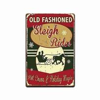 TIN SIGN  VINTAGE REPLICA OLD FASHION SLEIGH RIDES CHRISTMAS METAL POSTERAluminum 20x30cm（7.8x11.8inch）