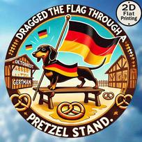 D Metal Sign Dachshund Oktoberfest German Flag Pretzel Stand Vintage Tin Plaque Retro Rustic Germany Bavarian Bar Pub Home Deco 20x20cm(8x8inch)