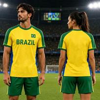 BRAZIL Football Tee Jersey Fashion Design Graphic Print Merch Shirt Short Sleeve V-neck Casual T-shirt Unisex Streetwear Casual XXS