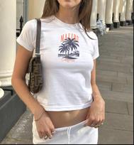 Y2K Malibu Beach Baby Tee: 90s Retro Graphic Crop Top 2XL