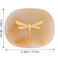 Smooth Flat Surface Thumb Worry Stone Gold Dragonfly Carving Balance Stone  Stress Relief