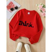 Chess Think Strategy Moves Girls' Hoodie, Round Neck Hoodie, Autumn And Winter Western Style Top, Long Sleeved T-Shirt 110 raudona