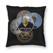 Bitcoin Cryptocurrency Square Throw Pillow Cover Decoration Print Ethereum Blockchain Btc Cryptocurrency Cushion Cover For Sofa Peach skin 18*18(CM)-1Pcs