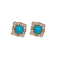 Bohemia Style Bohemian Turquoise Earrings Turquoise Pearl Ear Studs Earrings Pendant  Summer Party StyleC
