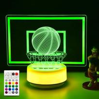 LED naktinė lempa Krepšinis 3D Dekoratyvinė Spalvota Sportinė dovana — dovana fanui, kambario apšvietimas, dovana berniukui, miegamojo dekoras, rgb šviesa pultelis, krepšinio aksesuarai