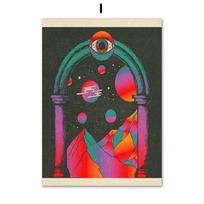 Psichodelinis Akis Grybas Rokas Grupė Retro Boho Sienų Menas Skandinaviški Plakatai Drobės Tapyba Spaudiniai Sienų Paveikslai Svetainės Dekorui 21x30cm No Framed