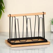 Cup Holder Iron Water Draining Rack Portable Glasses Organizer Kitchen Cup Shelf With Tray Drying Rack Kitchen Storage juoda