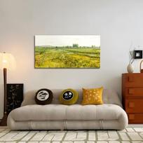 Drobės paveikslas sienų dekoracija Vintage žalias peizažas 50x100 cm — svetainės paveikslai, didelės sienų drobės, vintažinis miegamojo dekoras, gamtos peizažo drobė, sienų papuošimai, biuro paveikslas, retro interjero dekoras